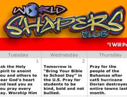 World Shapers Club October 2019 Prayer Calendar